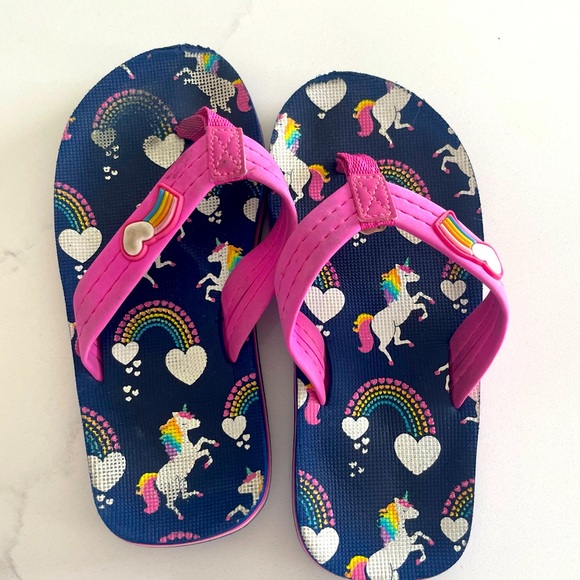 Girl Sandal Flip Flops Unicorn size 11-12 - Picture 4 of 8